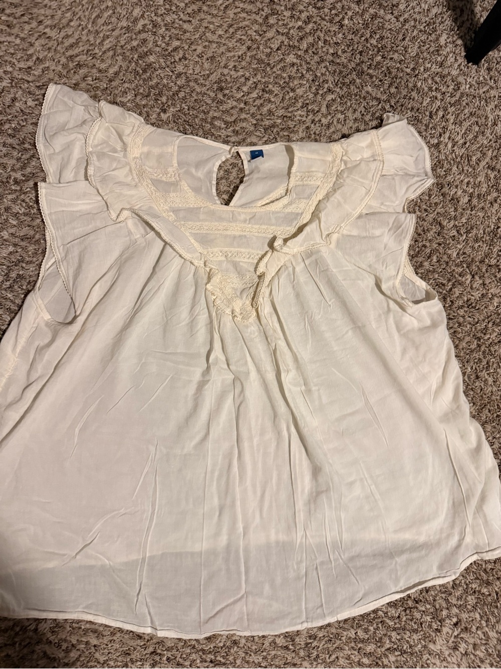 Women’s Cream Ruffle Sleeve Blouse - Old Navy